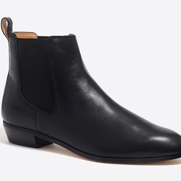 J. Crew Factory Women's Black Leather Chelsea Boots, Size 10 - Picture 1 of 7